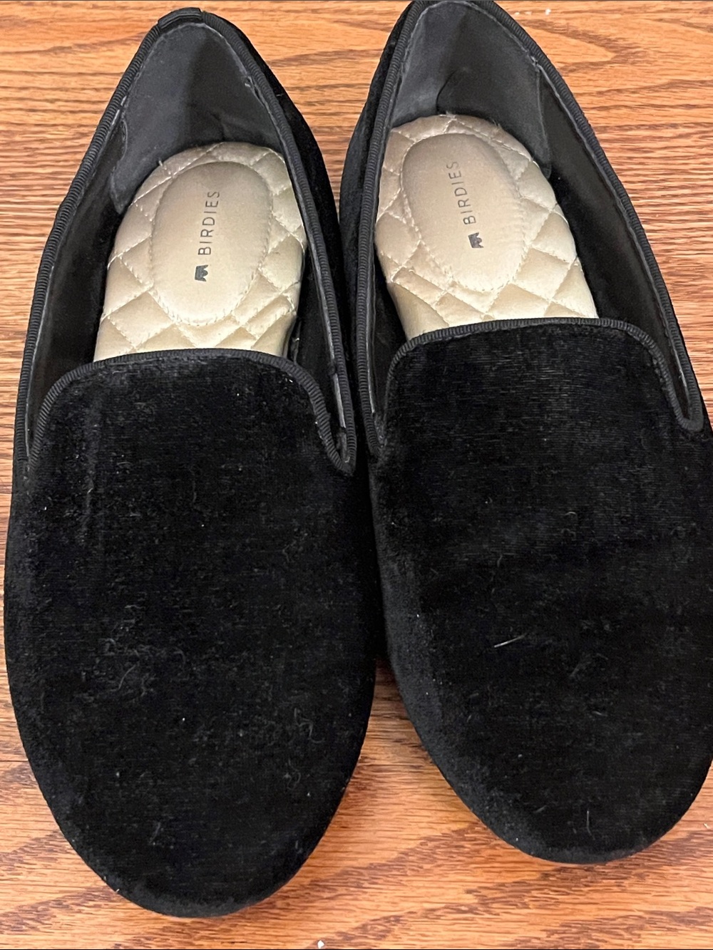 Birdies Starling Black Velvet Loafers Slippers Flats Size 7